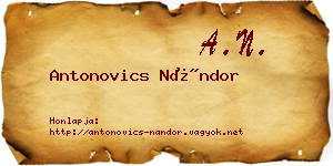 Antonovics Nándor névjegykártya